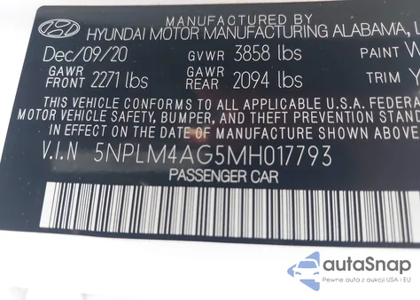 2021 Hyundai Elantra Sel from USA, damaged, VIN 5NPLM4AG5MH017793